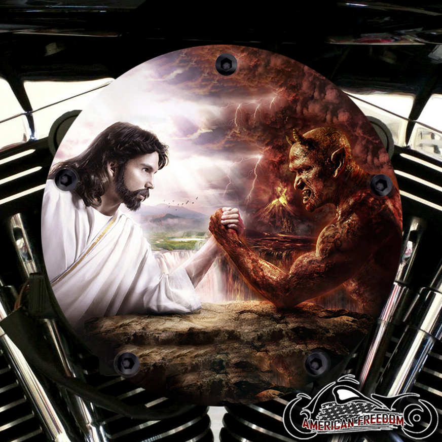 Harley Davidson High Flow Air Cleaner Cover - God Vs. Devil